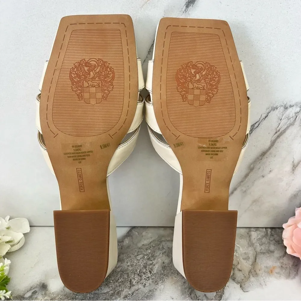 VINCE CAMUTO Selaries Leather Slide Sandal in Warm Vanilla 9.5 NEW - Picture 15 of 16